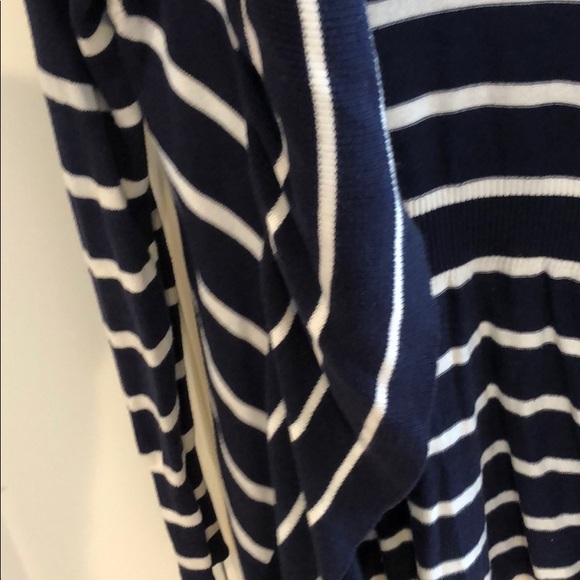 Boston Proper | Navy Blue/ White Striped Cardigan - Picture 3 of 4